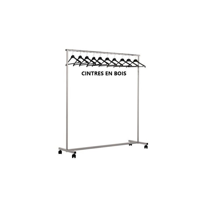 PORTANT MOBILE LARGEUR 150CM + 25 CINTRES BOIS PORTANT MOBILE LARGEUR 150CM + 25 CINTRES BOIS