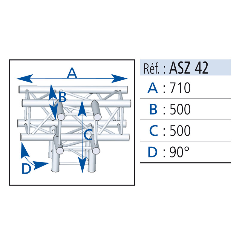 ANGLE PIED 4D CARRE 290 ALU ANGLE PIED 4D CARRE 290 ALU