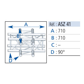 ANGLE ALU SZ 290 CARREE 4 DEPARTS HORIZONTAL ASD