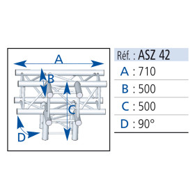 ANGLE PIED 4D CARRE 290 ALU