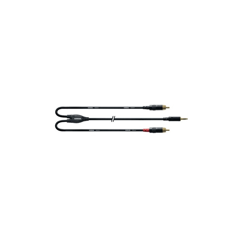 CORDON 2 RCA MALE / 1 MINI JACK MALE STEREO 1M50