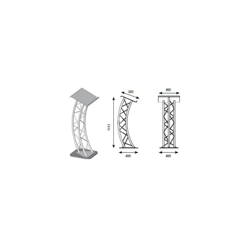 PUPITRE DE CONFERENCE EN ALUMINIUM AVEC EMBASE ACIER ASD