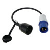 ADAPTATEUR 40CM 3G2.5 E17 BLEU 2P+T MALE / PRISE 16A STANDARD FEMELLE