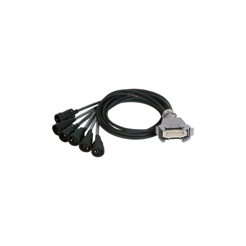 FOUET 6 PRISES FEMELLE POUR HARTING ELECTRIQUE 16 BROCHES