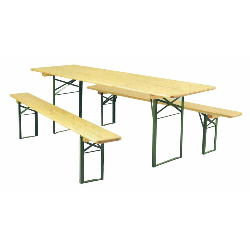 ENSEMBLE BRASSERIE : TABLE + 2 BANCS pour 6 à 8 personnes