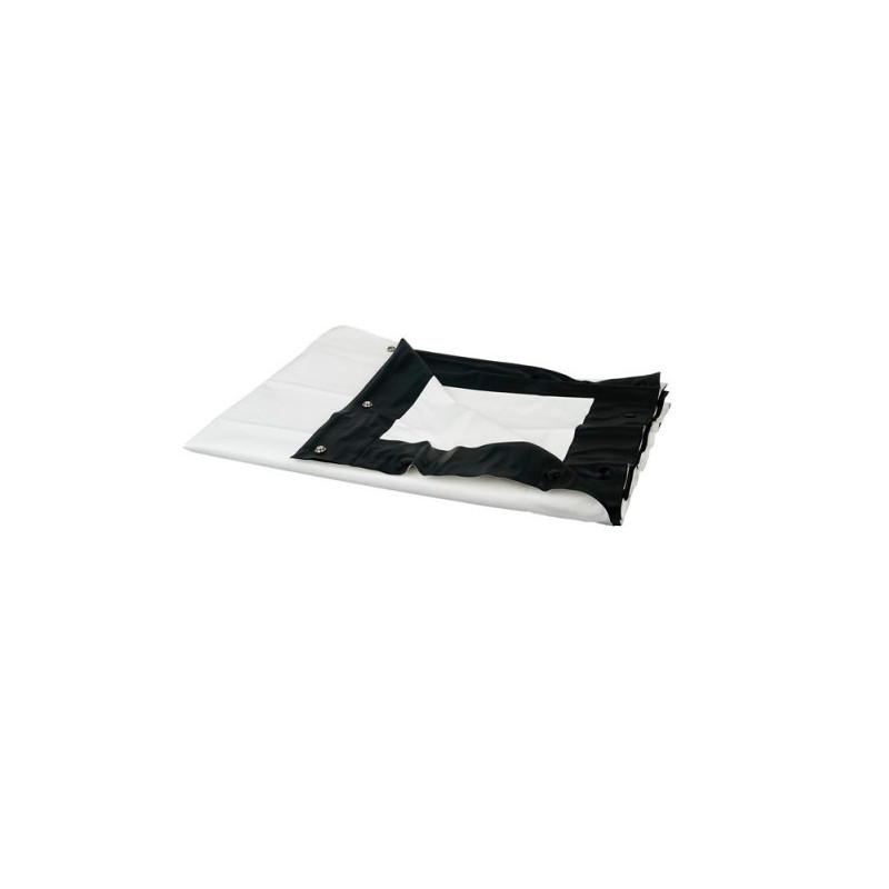 TOILE PROJECTION BLANCHE BORD NOIR + OEILLETS LARGEUR 6.40M X HAUTEUR 3.70M