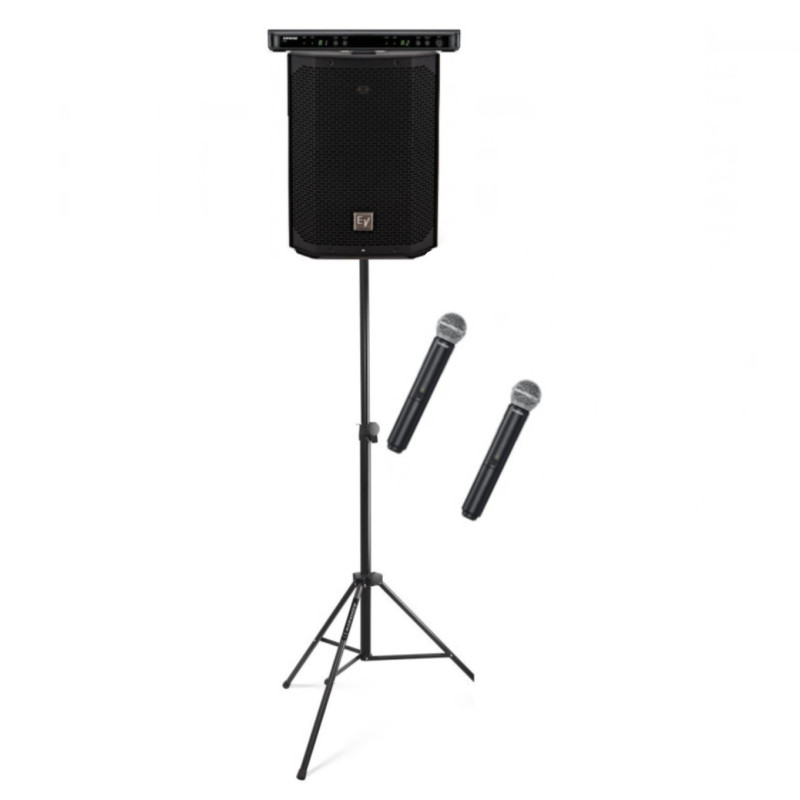 ENCEINTE SUR BATTERIE ELECTRO VOICE 400W + 2 MICROS HF MAIN SM58