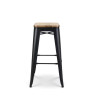 TABOURET METAL NOIR ET ASSISE BOIS
