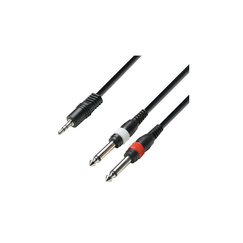 CORDON ADAPTATEUR 2 JACK 6.35 MALE / JACK 3.5 MALE STEREO 
