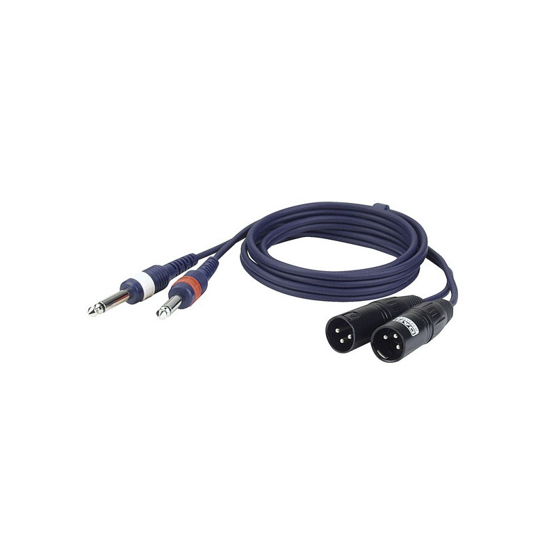 CORDON ADAPTATEUR 2 XLR MALE / 2 JACK 6.35 MALE